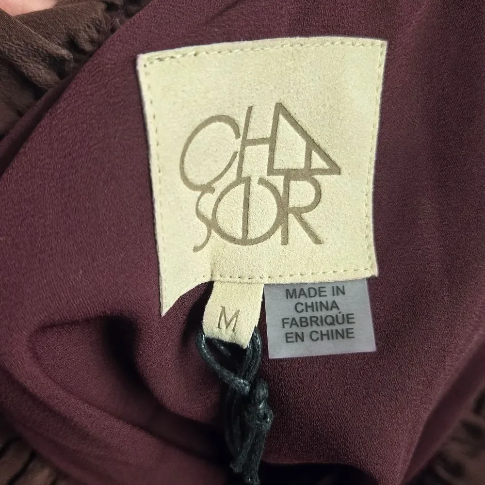 CHASER Silk Skirt Paperbag Elastic Waist Mini Sz Medium NWT Mulberry